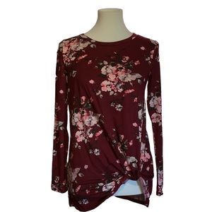 Womens Floral Knot Front Longsleeve